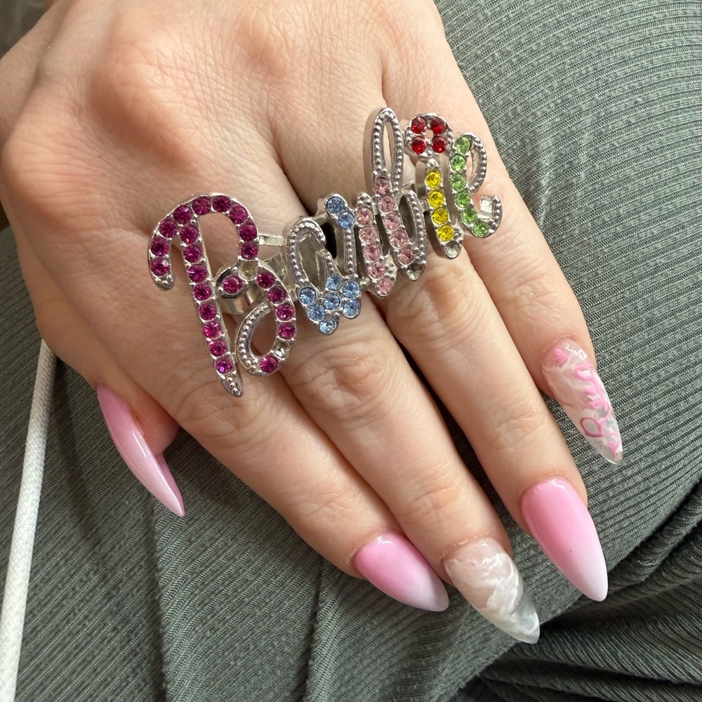 Multicolor Rhinestone Name Statement Ring - Picture 3 of 3